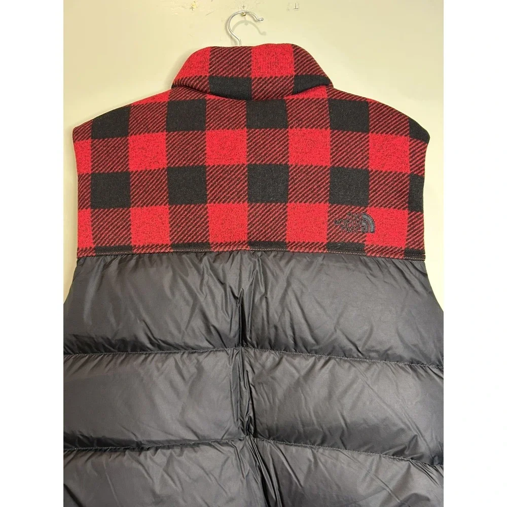 The North Face Nupste 700 Down Puffer Vest Red/Black Check Plaid Men's XL